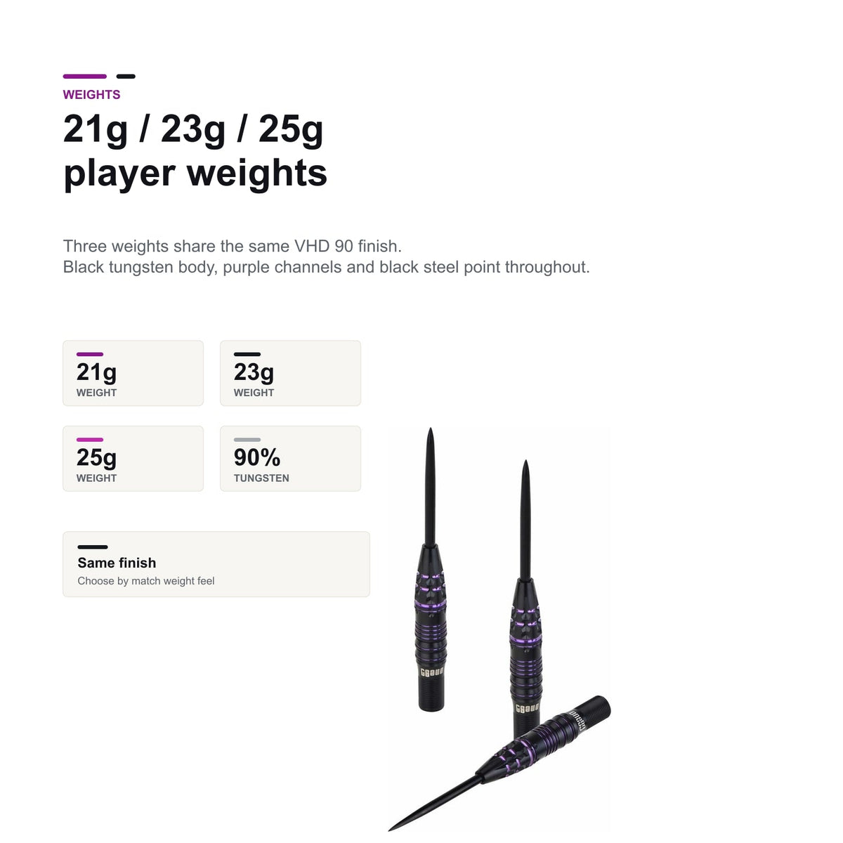 One80 Jelle Klaasen VHD 90% 21g 23g 25g player weights