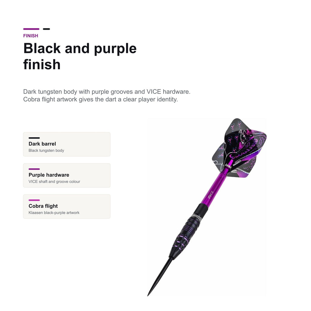 One80 Jelle Klaasen VHD 90% black and purple finish highlights