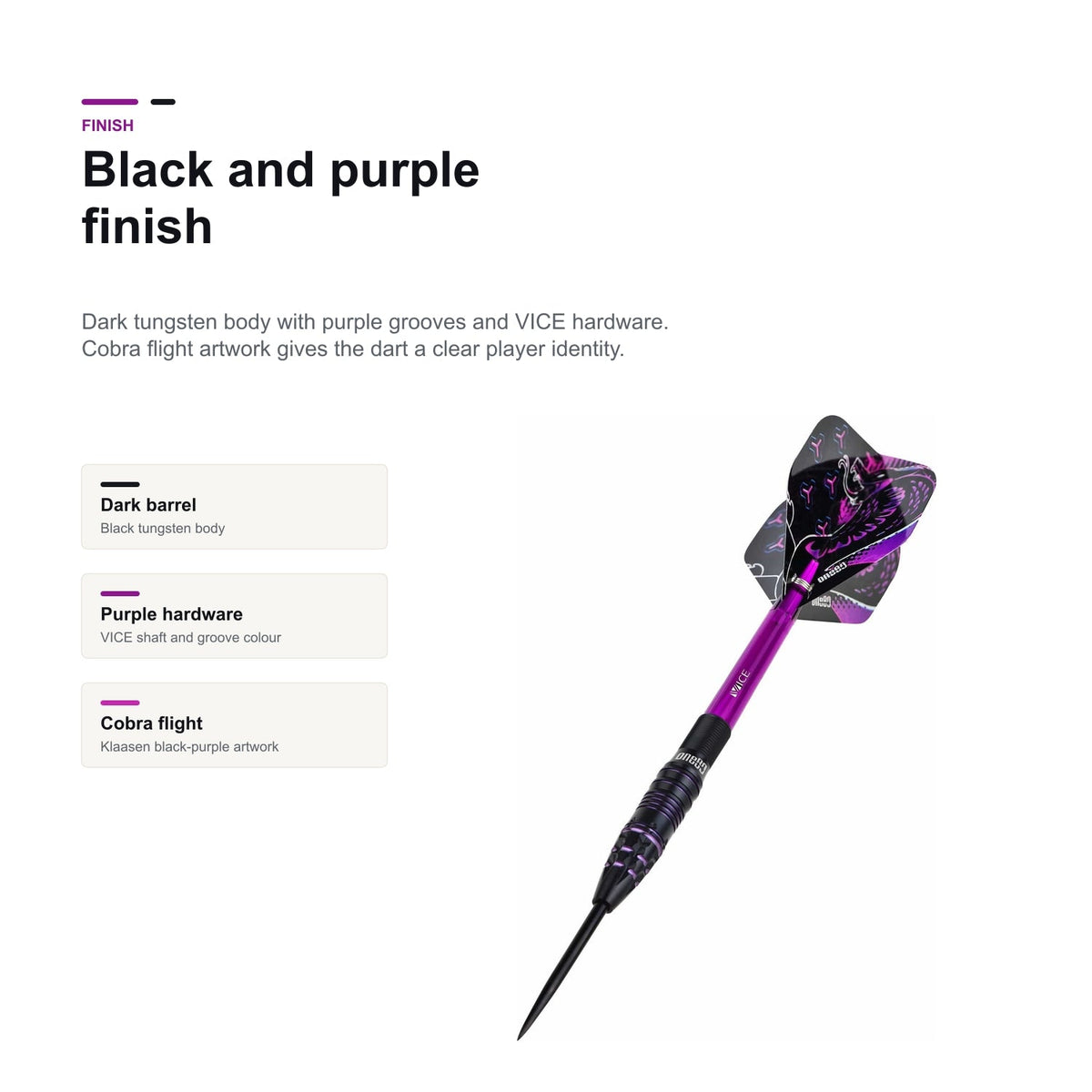 One80 Jelle Klaasen VHD 90% black and purple finish highlights