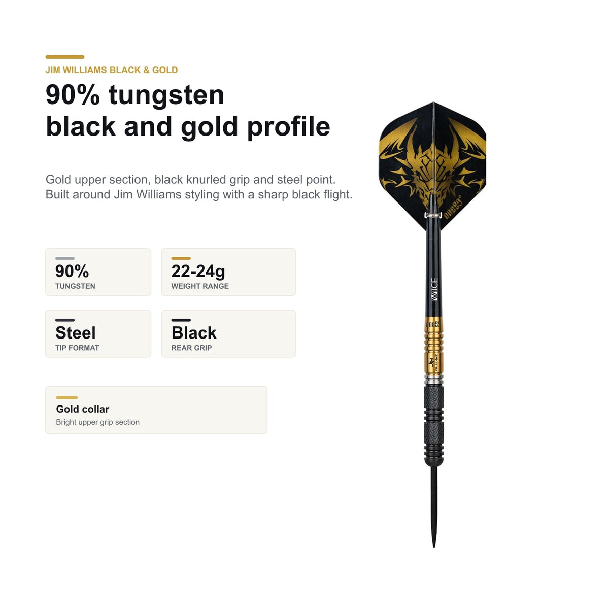 One80 Jim Williams Black and Gold 90% tungsten profile image