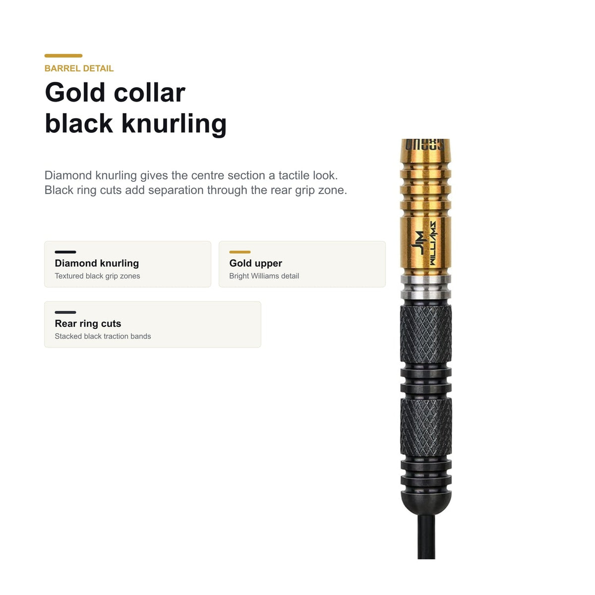 One80 Jim Williams Black and Gold 90% barrel detail image
