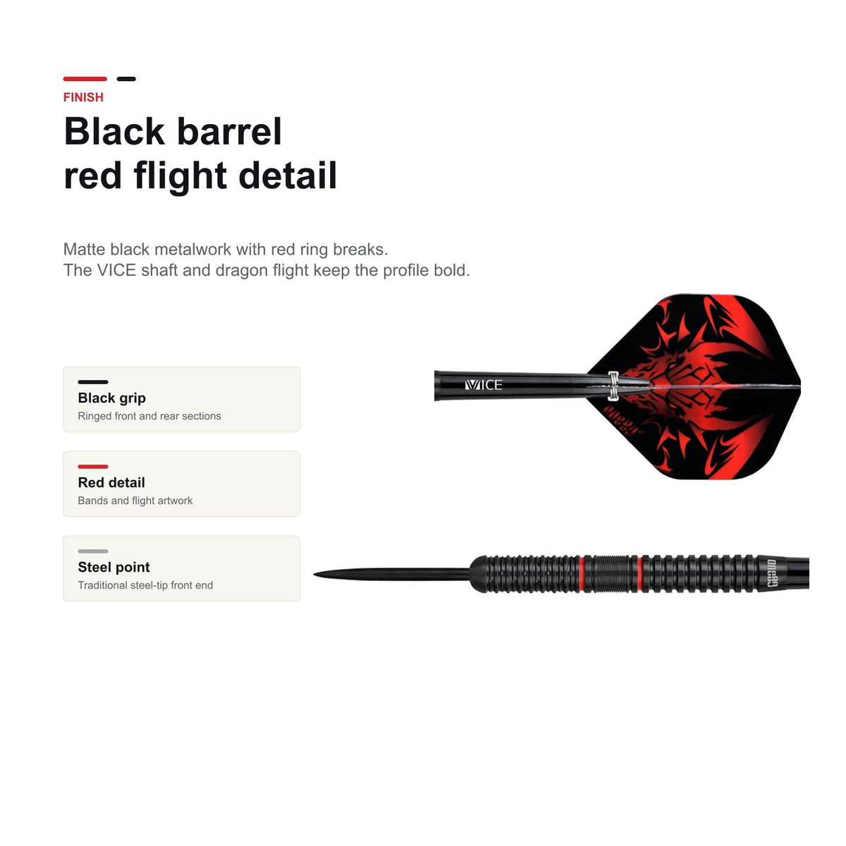 One80 Jim Williams Black & Red 80% black red finish detail