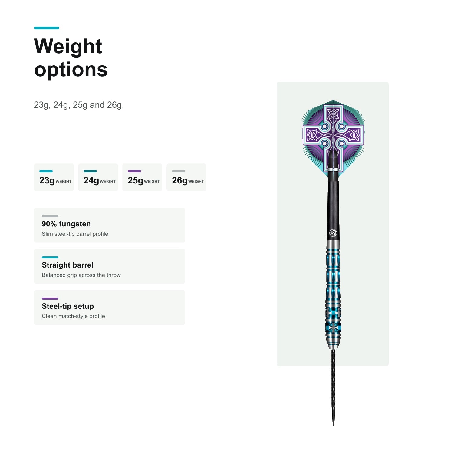 Shot Celt Boudicca 90% Steeltip darts weight options image