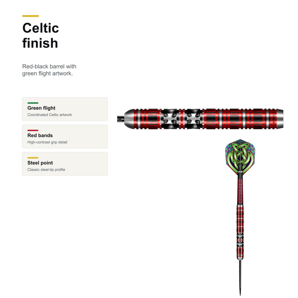 Shot Celt Claymore 90% Steeltip darts Celtic finish