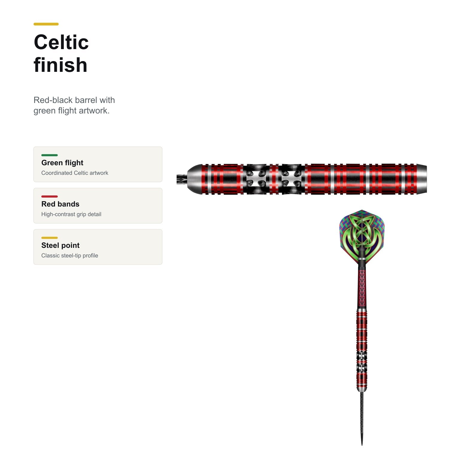 Shot Celt Claymore 90% Steeltip darts Celtic finish