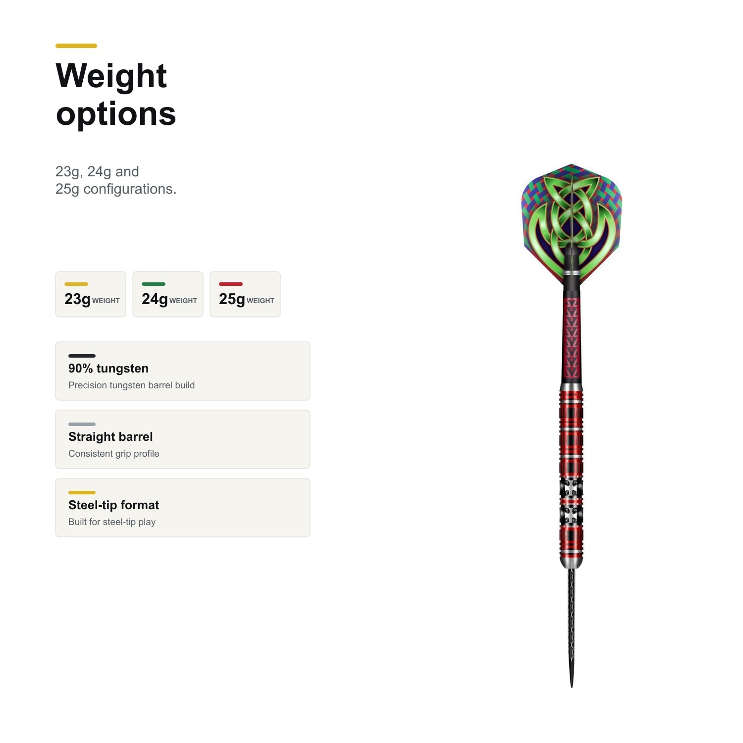 Shot Celt Claymore 90% Steeltip darts weight options