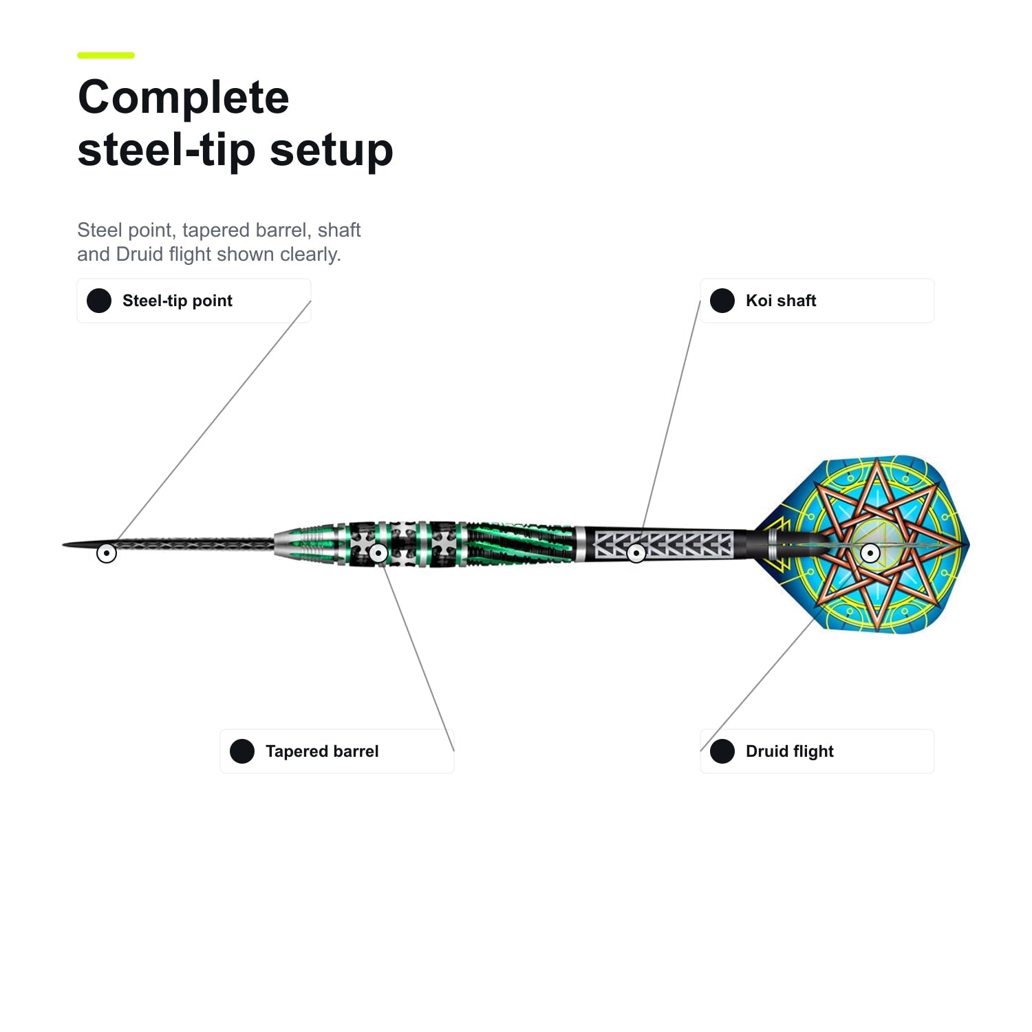 Shot Celt Druid 90% Steeltip darts complete steel-tip setup image