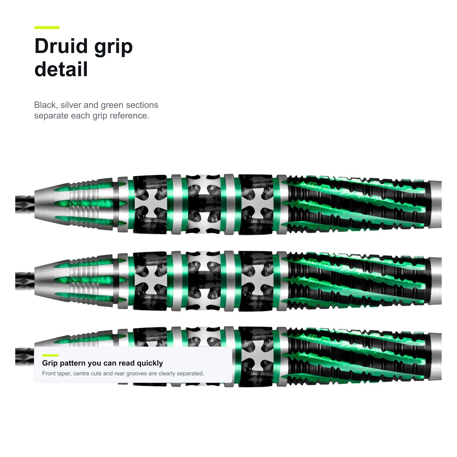 Shot Celt Druid 90% Steeltip darts Druid grip detail image
