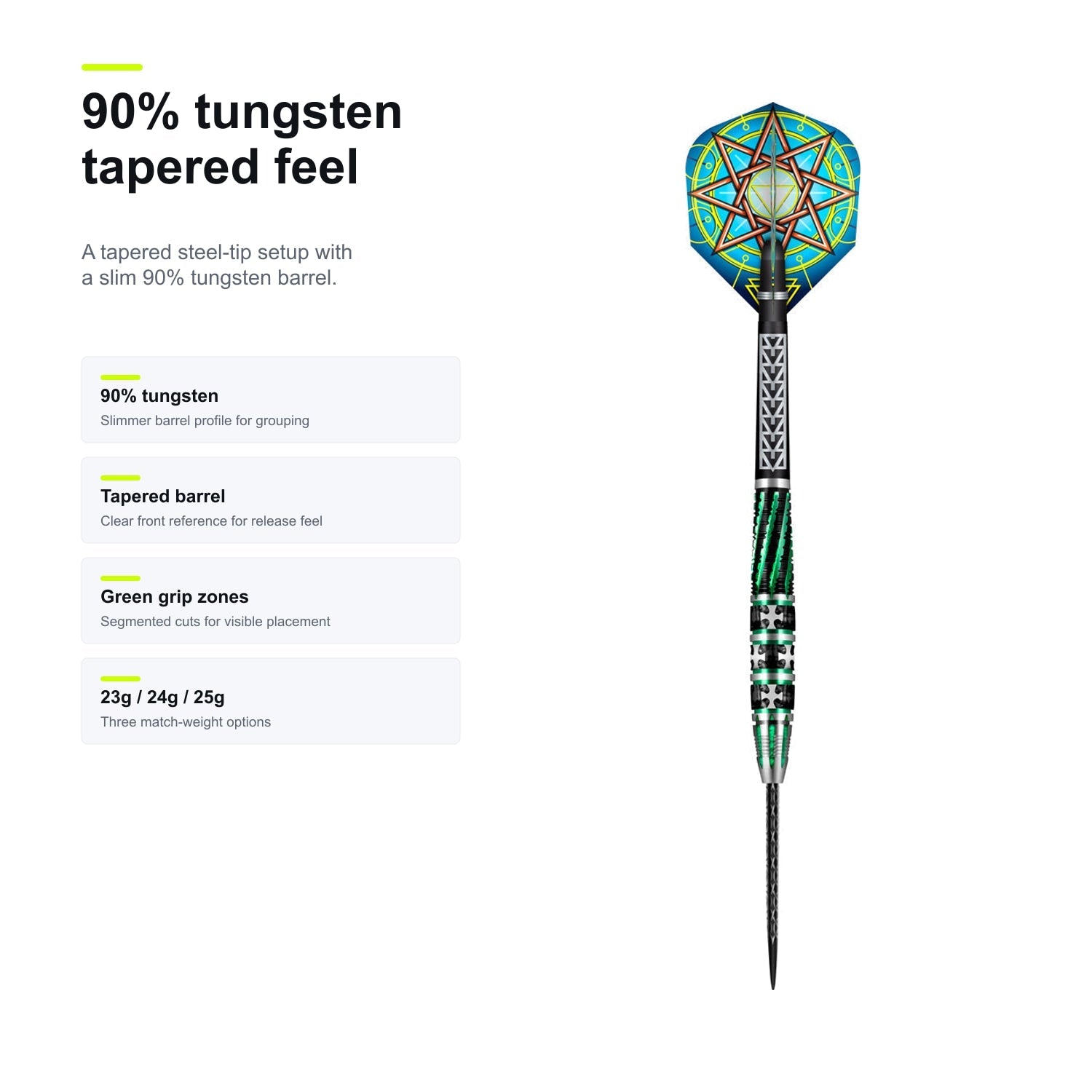 Shot Celt Druid 90% Steeltip darts tungsten tapered feel image