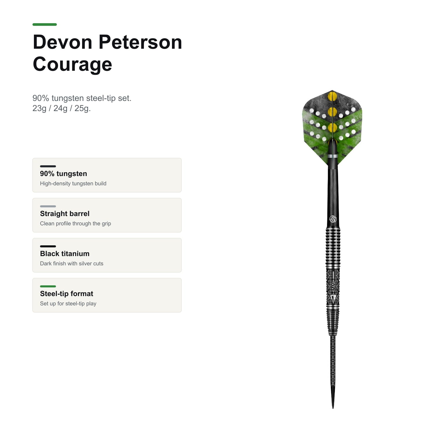 Shot Devon Peterson Courage 90% steeltip darts product profile