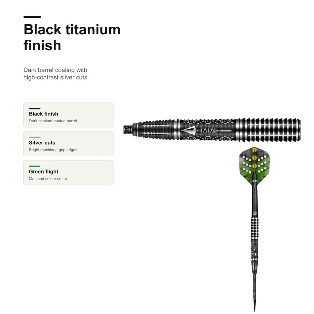Shot Devon Peterson Courage 90% steeltip darts black titanium finish