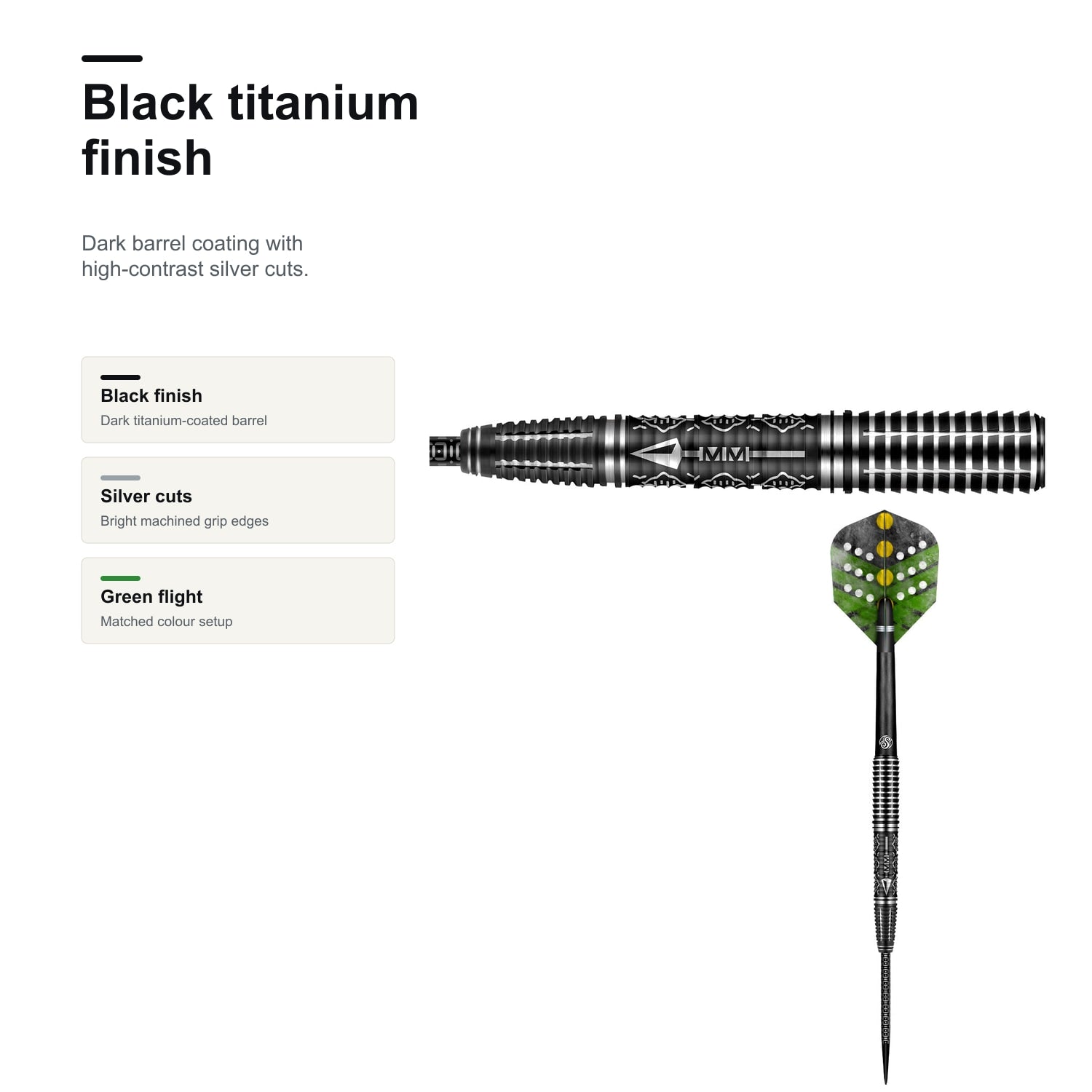 Shot Devon Peterson Courage 90% steeltip darts black titanium finish