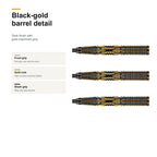 Shot Devon Peterson The Greatness 90% steeltip darts black gold barrel detail