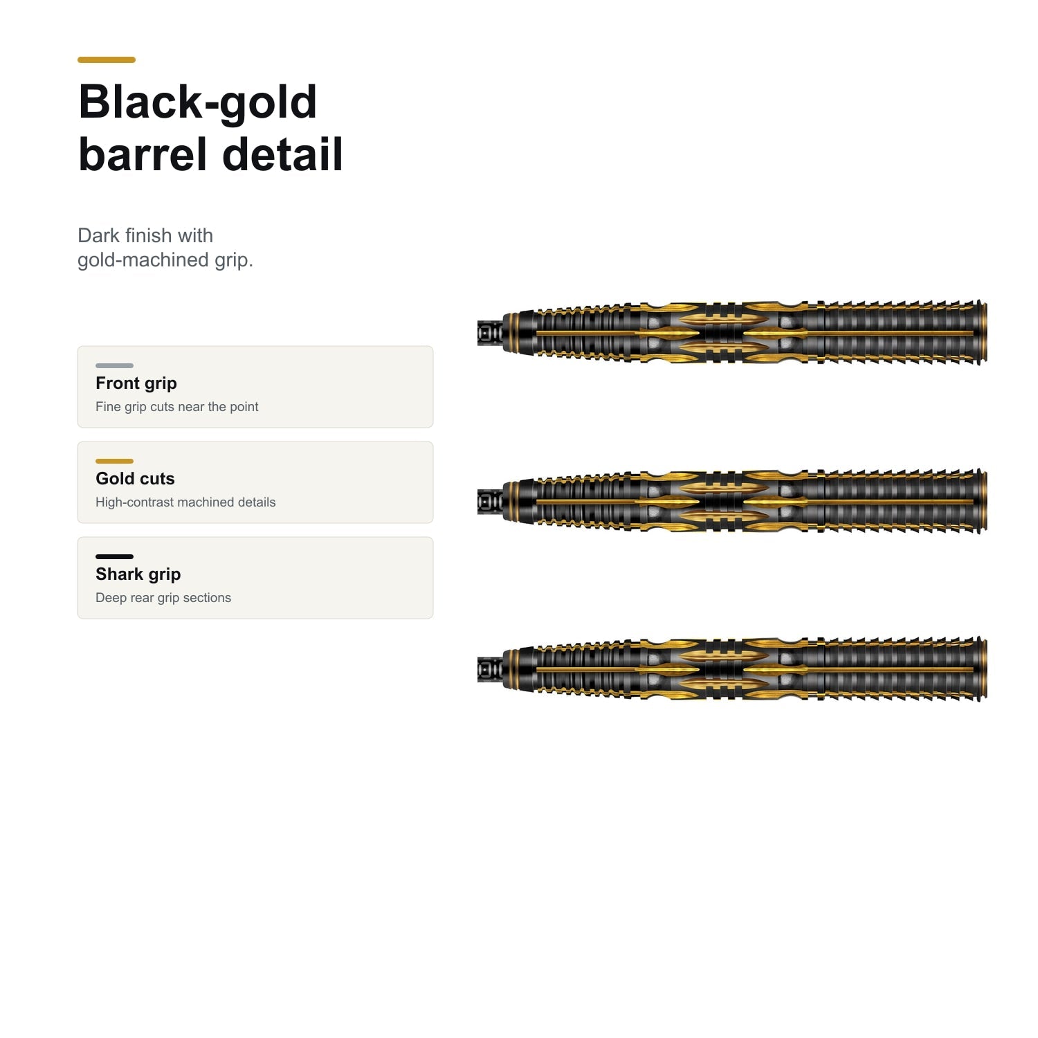 Shot Devon Peterson The Greatness 90% steeltip darts black gold barrel detail