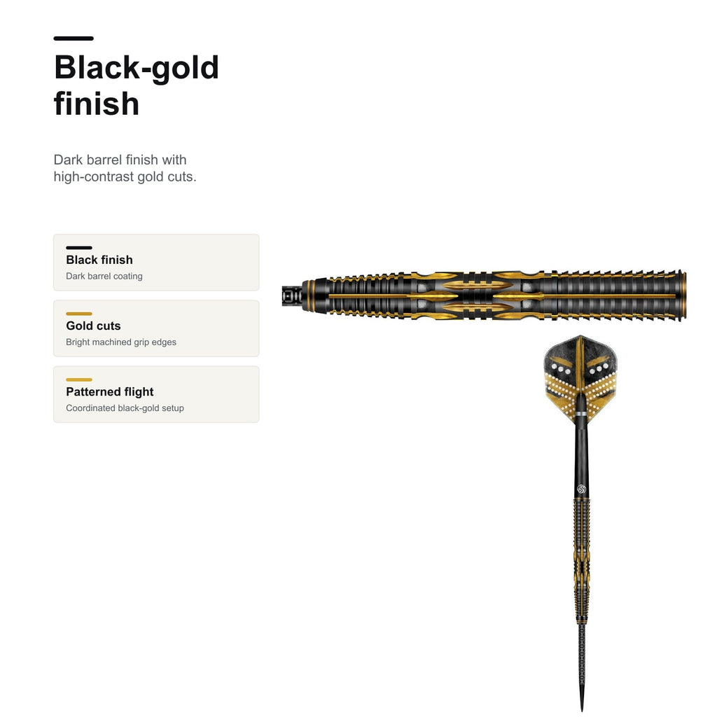 Shot Devon Peterson The Greatness 90% steeltip darts black gold finish