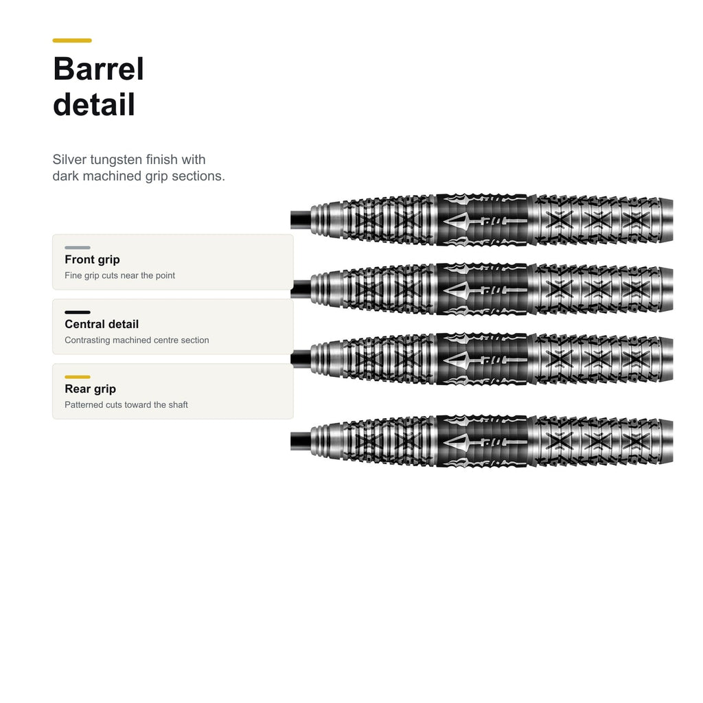 Shot Devon Peterson Wisdom 80% Steeltip darts barrel detail