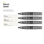 Shot Devon Peterson Wisdom 80% Steeltip darts barrel detail