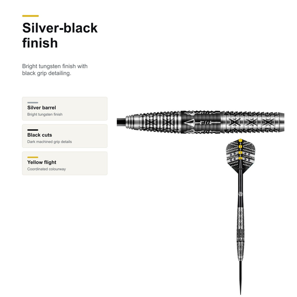Shot Devon Peterson Wisdom 80% Steeltip darts silver-black finish