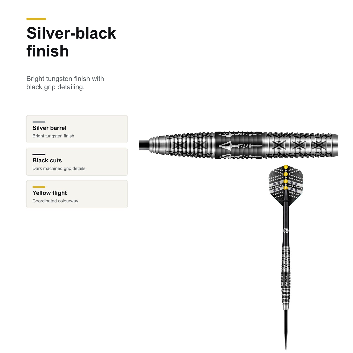 Shot Devon Peterson Wisdom 80% Steeltip darts silver-black finish