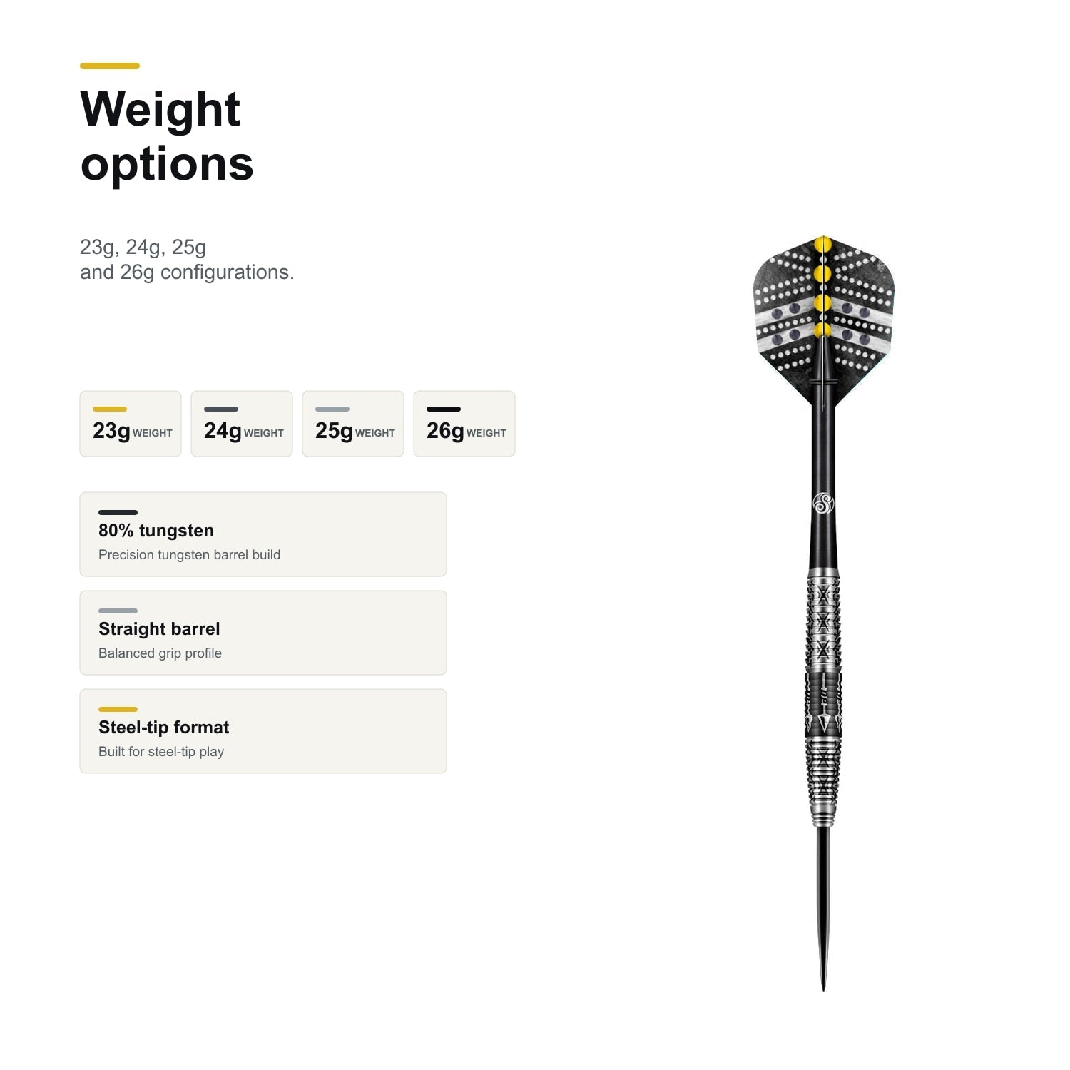 Shot Devon Peterson Wisdom 80% Steeltip darts weight options