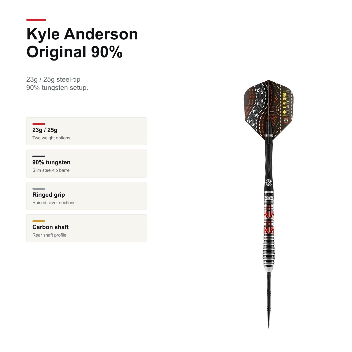 Shot Kyle Anderson The Original 90% Steeltip darts product profile