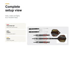 Shot Kyle Anderson The Original 90% Steeltip darts complete setup view