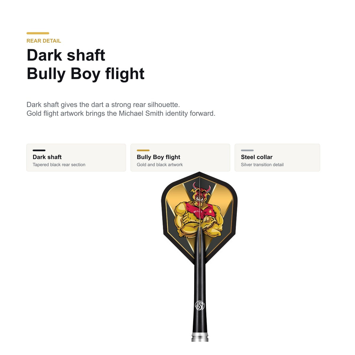 Shot Michael Smith 80% Precision dark shaft and Bully Boy flight detail