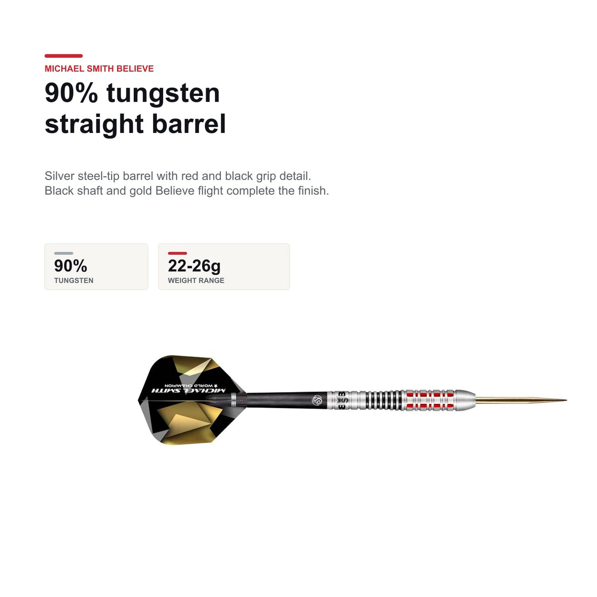 Shot Michael Smith 90% Believe tungsten straight barrel profile