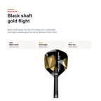 Shot Michael Smith 90% Believe black shaft and gold flight detail