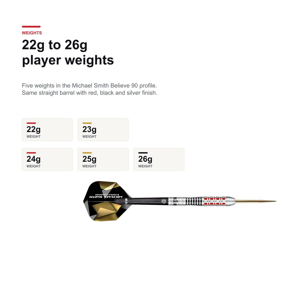 Shot Michael Smith 90% Believe 22g to 26g player weights