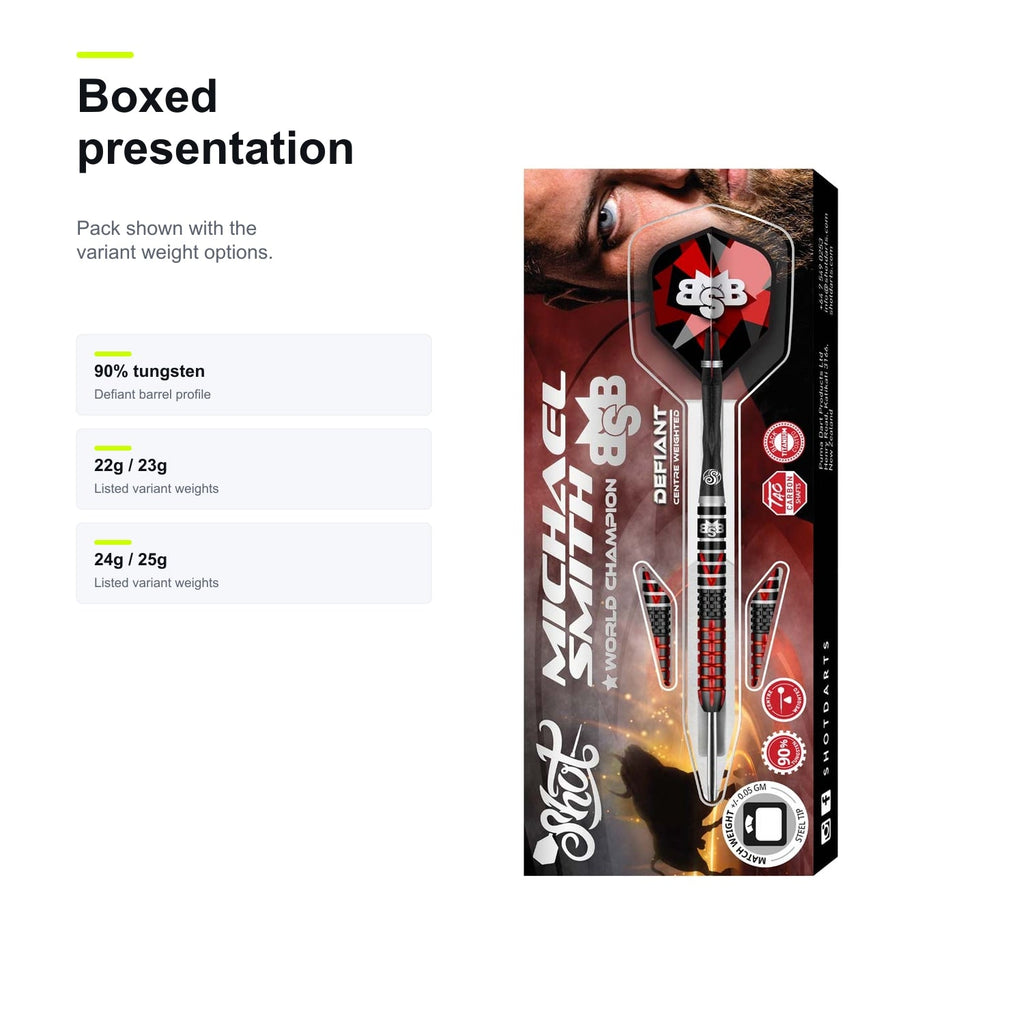 Shot Michael Smith 90% Defiant boxed presentation image