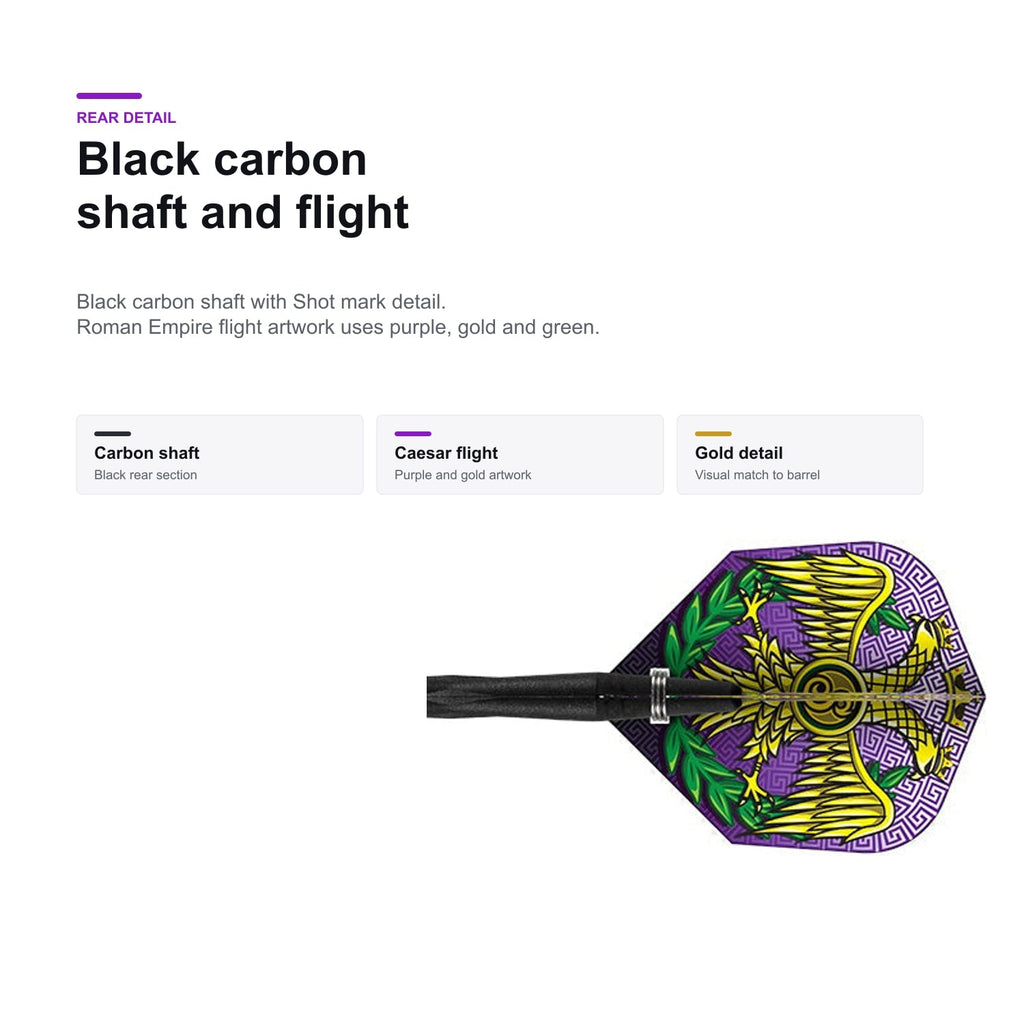Shot Roman Empire Caesar 95% carbon shaft and flight detail