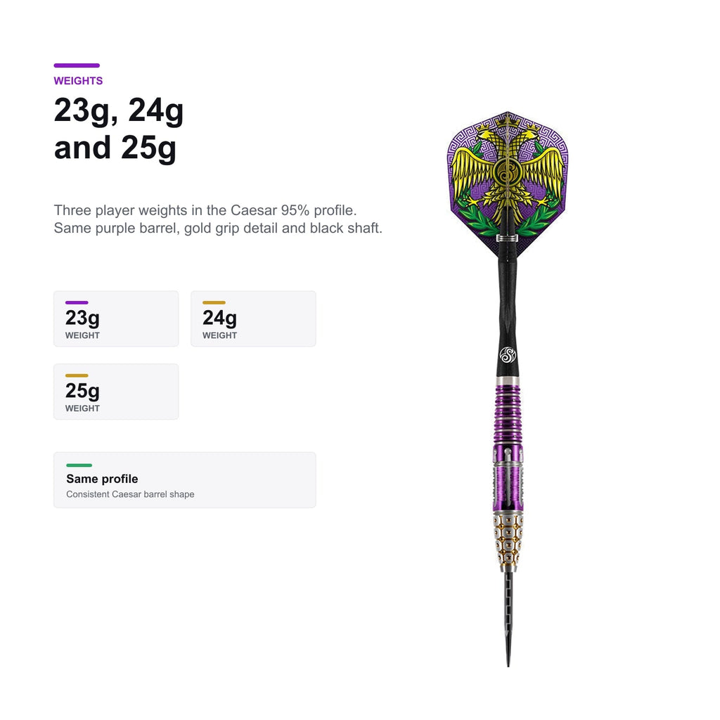 Shot Roman Empire Caesar 95% 23g 24g and 25g darts