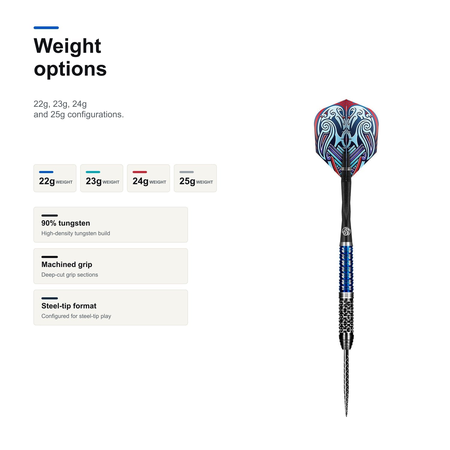 Shot Viking Raven 90% Steeltip darts weight options