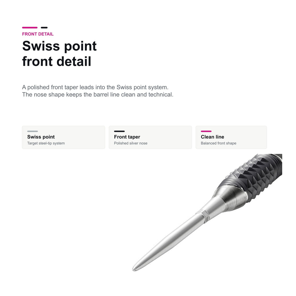 Target 975 Ultra Marine 02 97.5% Swiss Tip Darts Swiss point front detail
