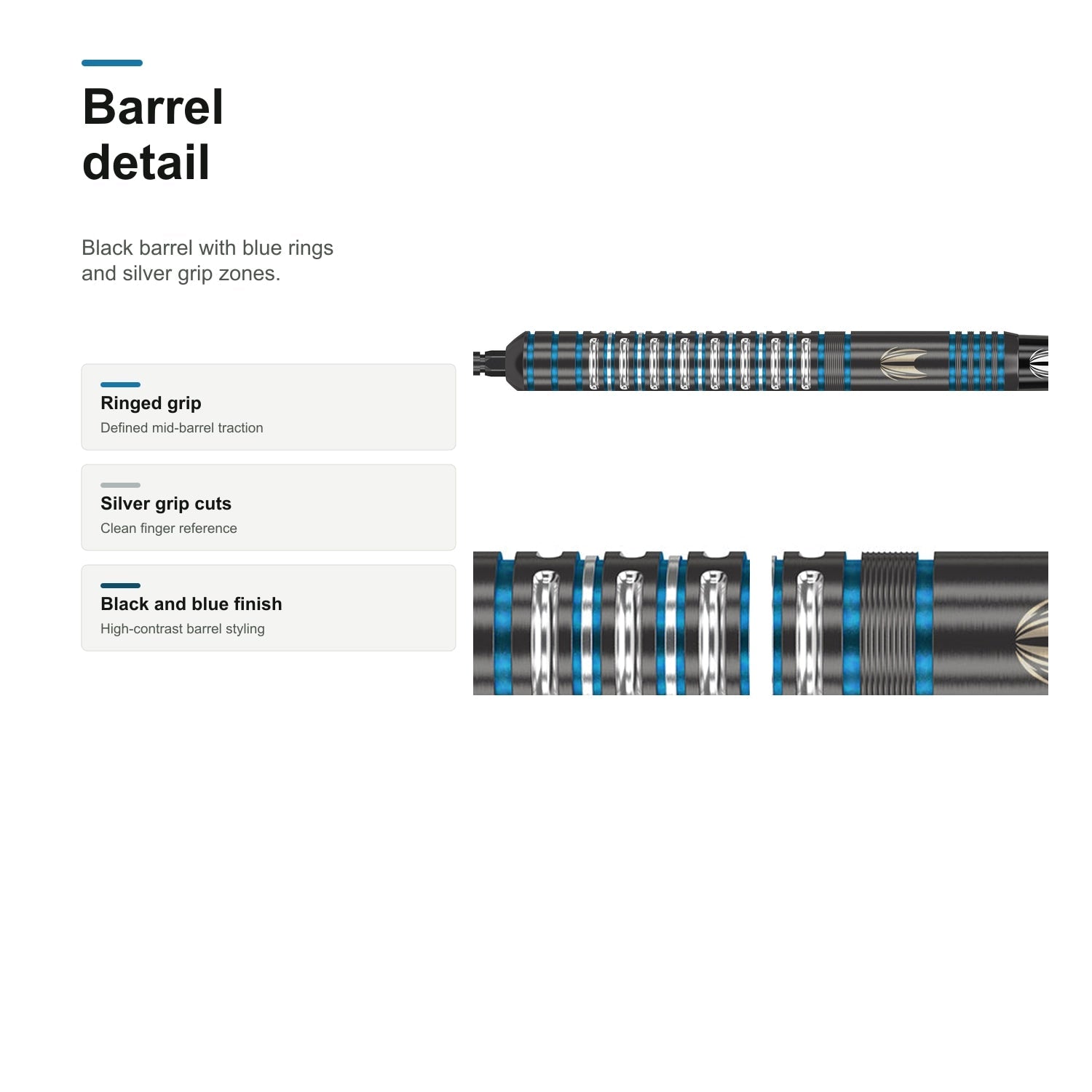 Target Adrian Lewis Black 90% Swiss black and blue barrel detail