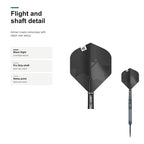 Target Adrian Lewis Black 90% Swiss flight and shaft detail