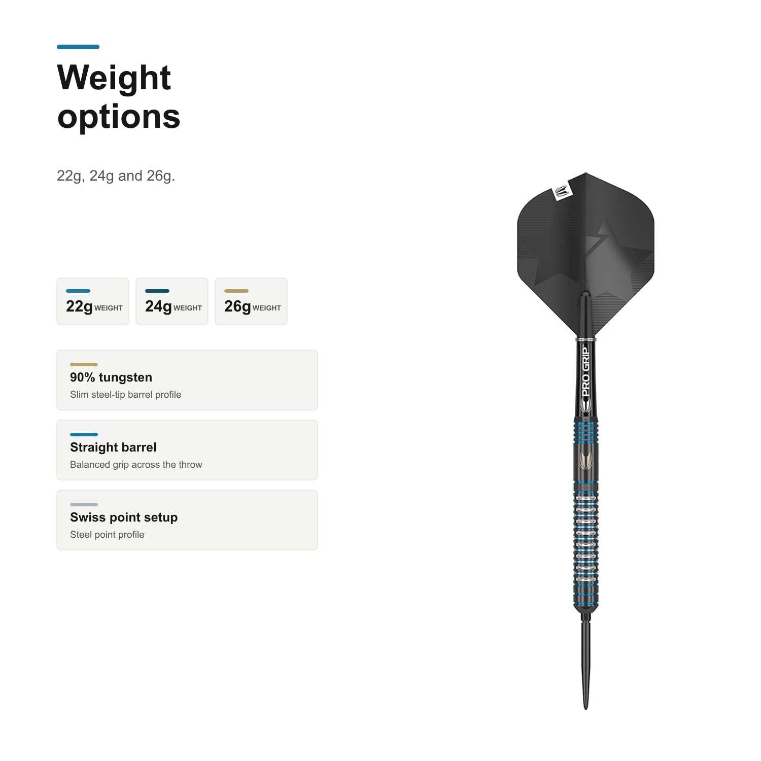 Target Adrian Lewis Black 90% Swiss 22g 24g 26g weight options
