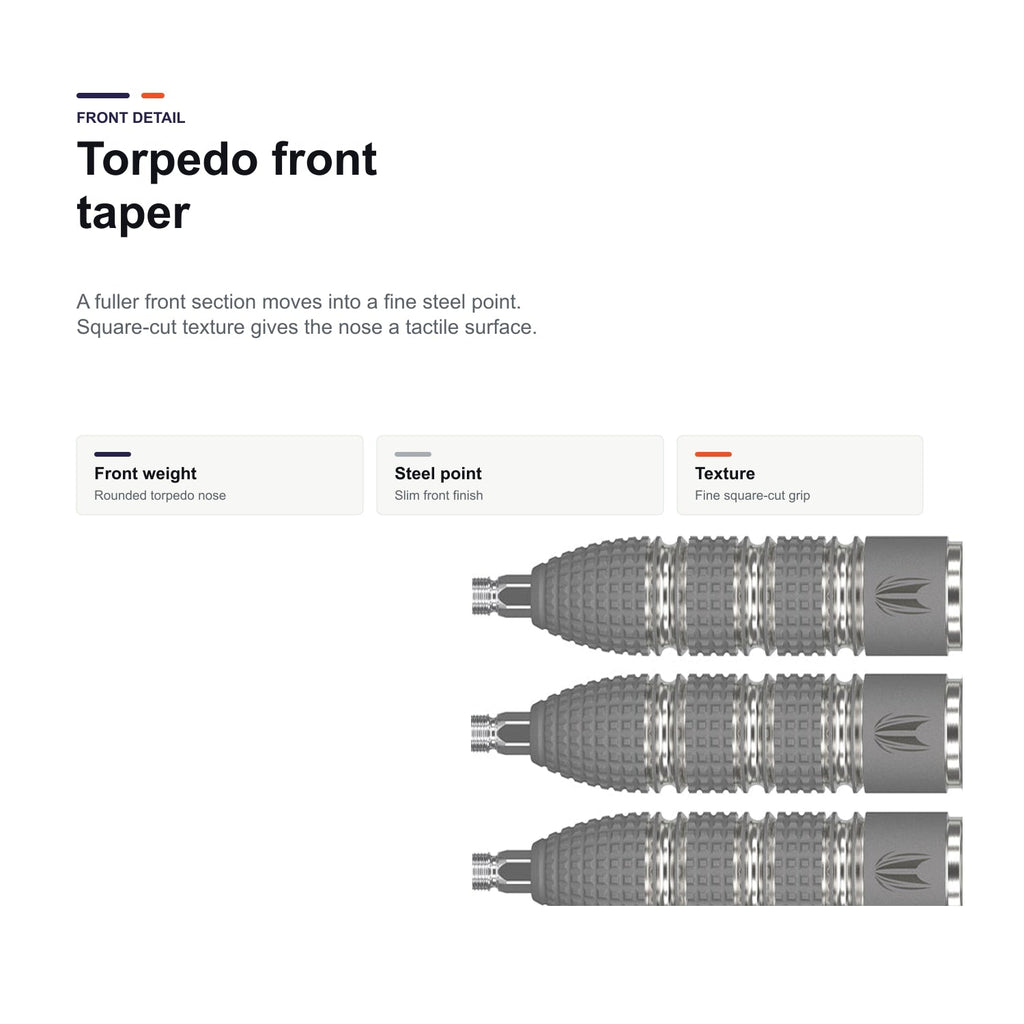 Target Raymond van Barneveld Barney 25 95% Swiss torpedo front taper detail
