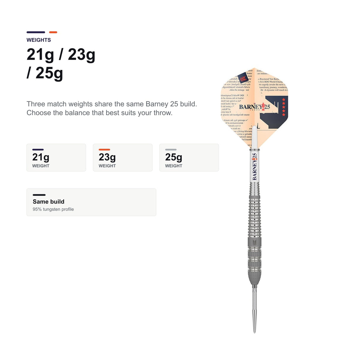 Target Raymond van Barneveld Barney 25 95% Swiss 21g 23g 25g match weights