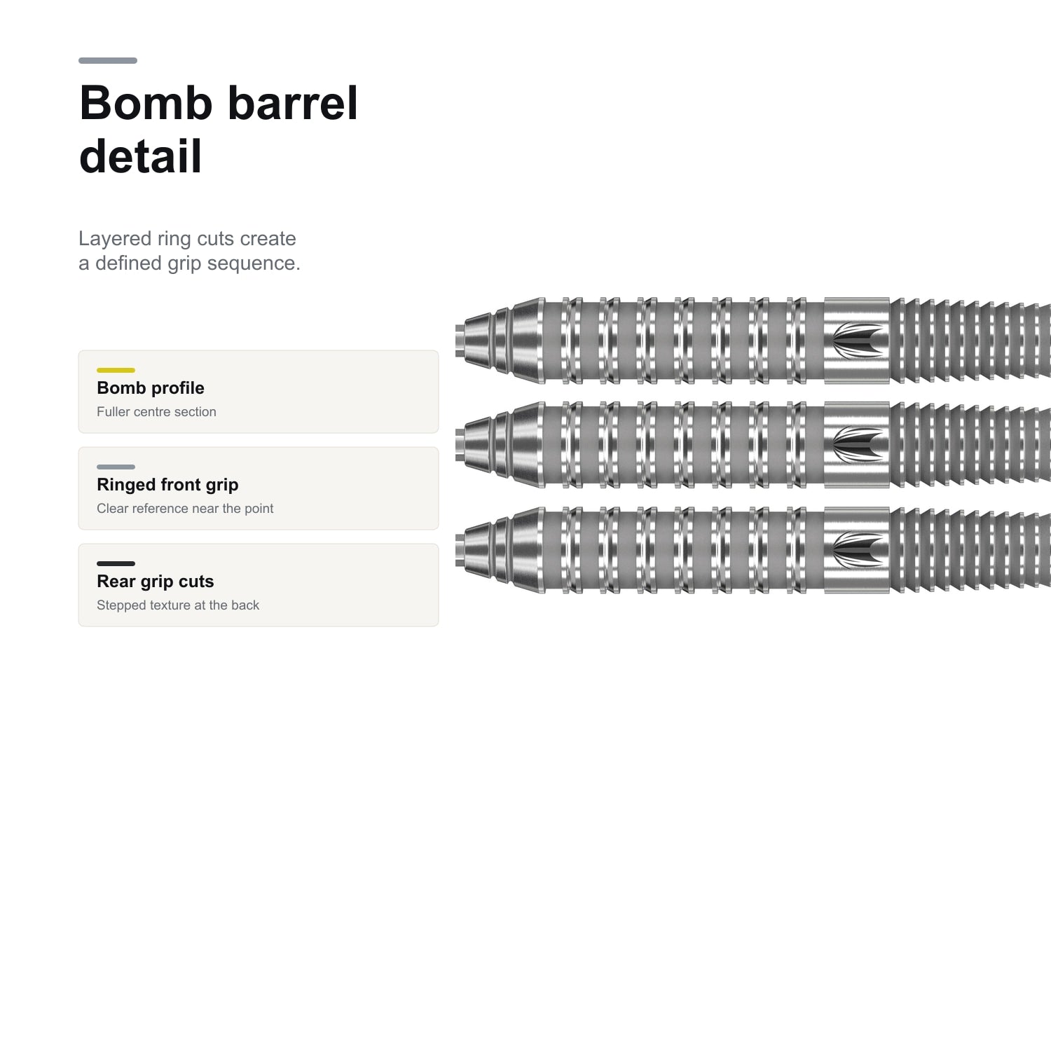 Target Bolide 02 90% SP bomb barrel detail