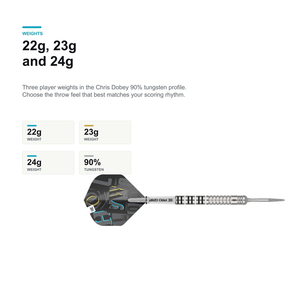 Target Chris Dobey 90% Swiss 22g 23g and 24g weight options