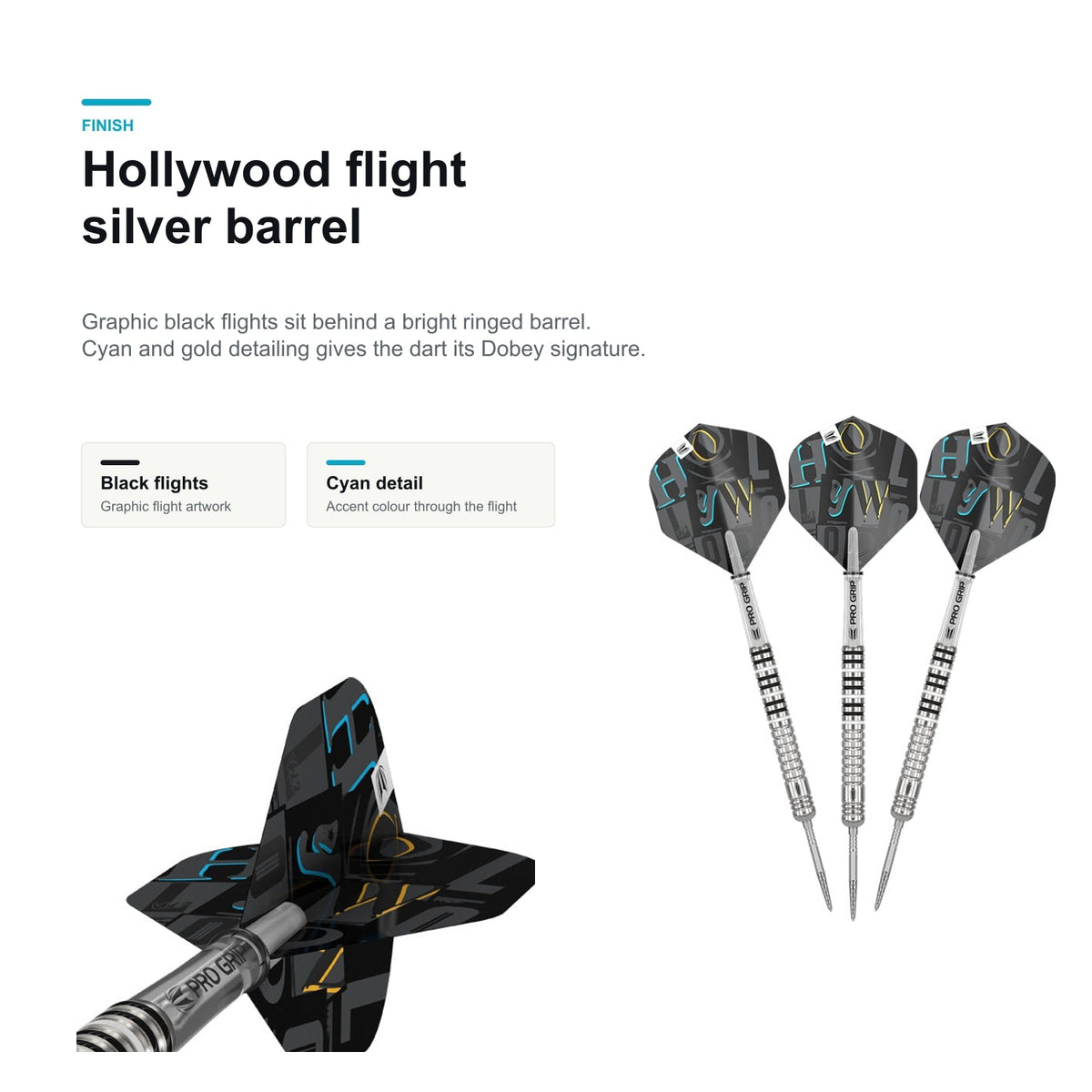 Target Chris Dobey 90% Swiss Hollywood flight and silver barrel finish