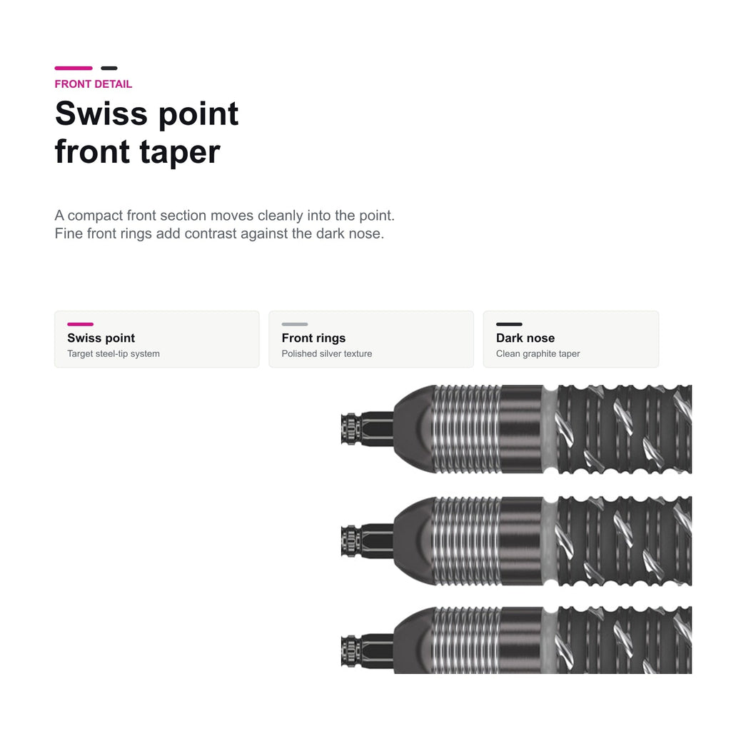 Target Dimitri Van den Bergh Echo 90% SP Swiss point front taper detail