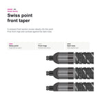 Target Dimitri Van den Bergh Echo 90% SP Swiss point front taper detail