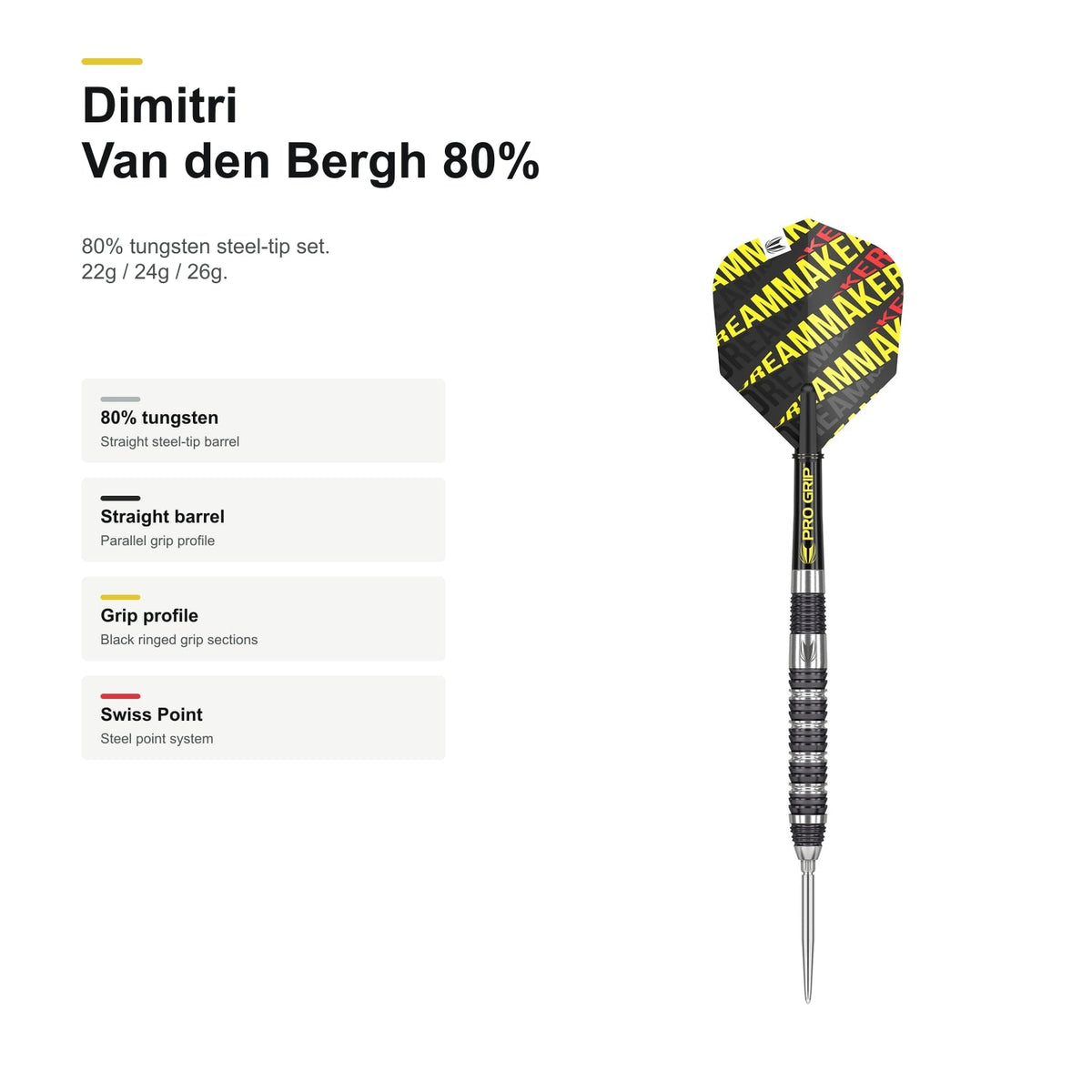 Target Dimitri Van den Bergh 80% Swiss darts profile
