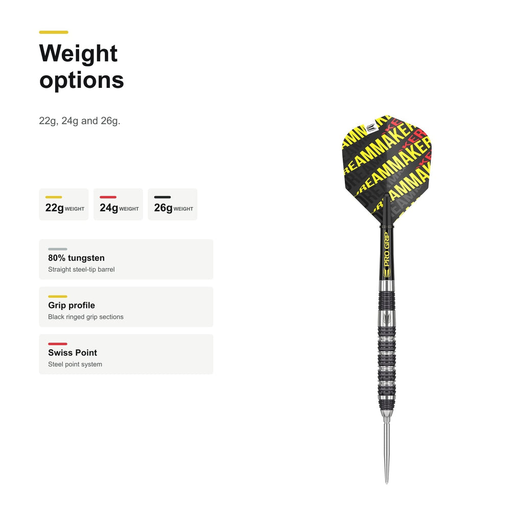 Target Dimitri Van den Bergh 80% Swiss 22g 24g and 26g darts