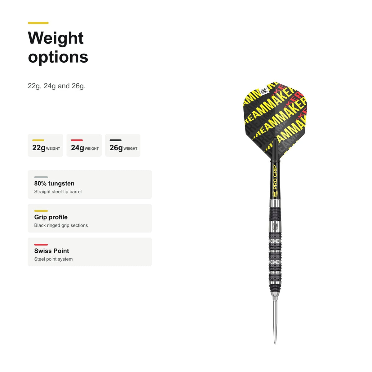 Target Dimitri Van den Bergh 80% Swiss 22g 24g and 26g darts