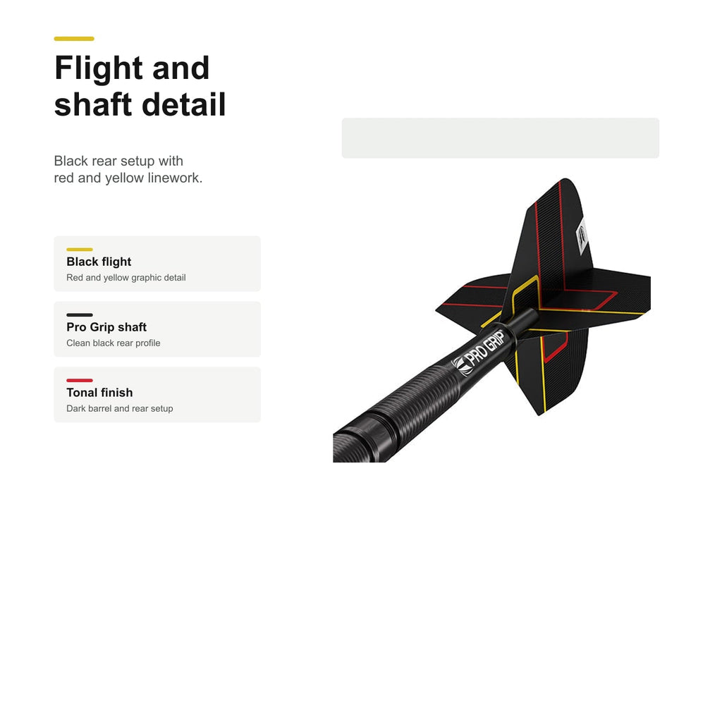 Target Gabriel Clemens Black 90% darts - flight and shaft detail