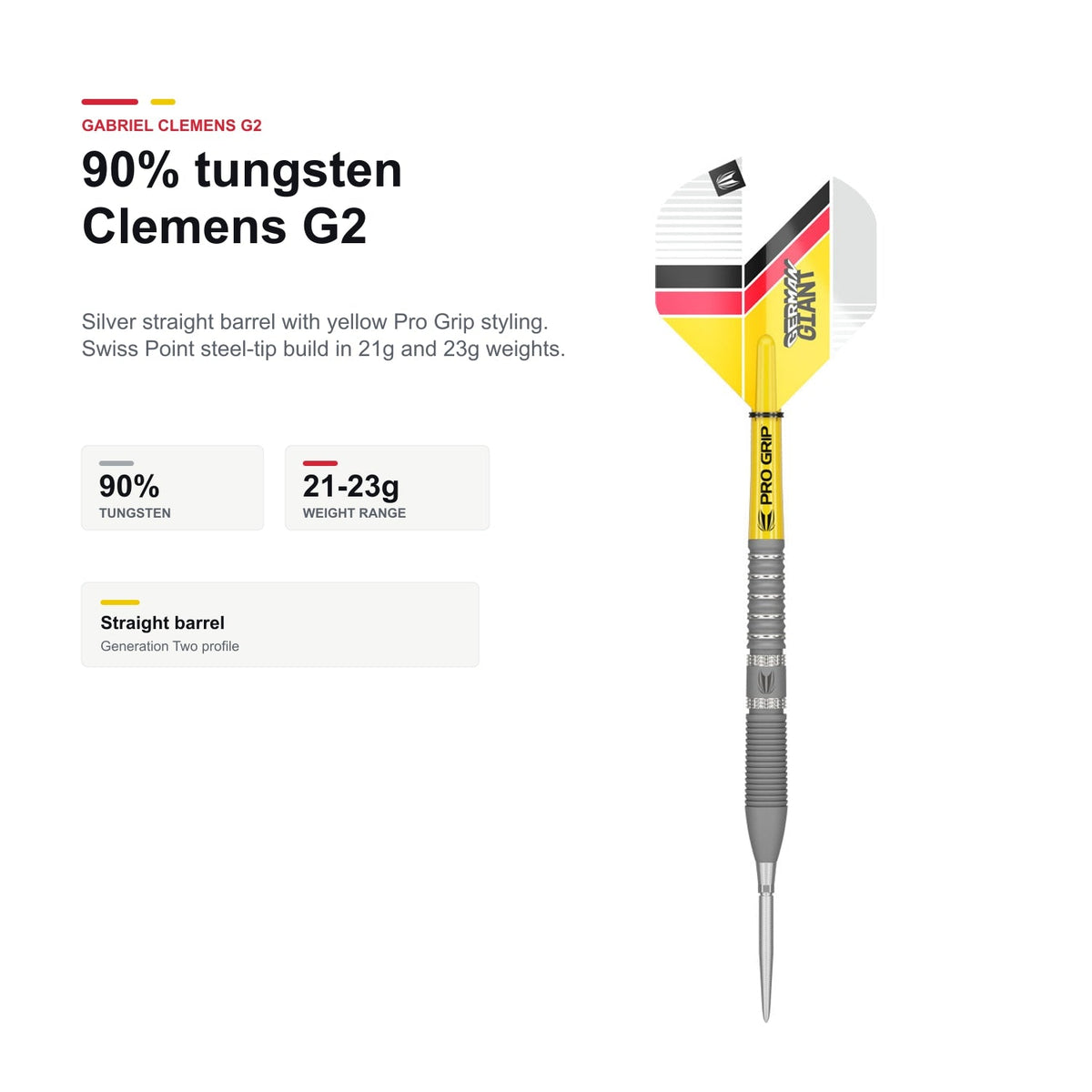 Target Gabriel Clemens G2 90% SP Darts tungsten profile